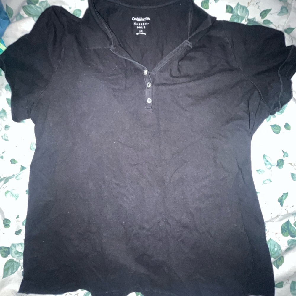 Croft & Barrow Black Short Sleeve Button Down Polo